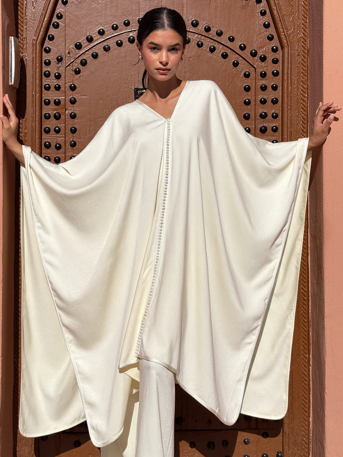 Elegant Cream Kaftan with pant 2 pieces