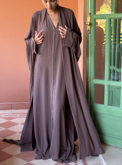 Elegant Taupe Abaya 2 Pieces