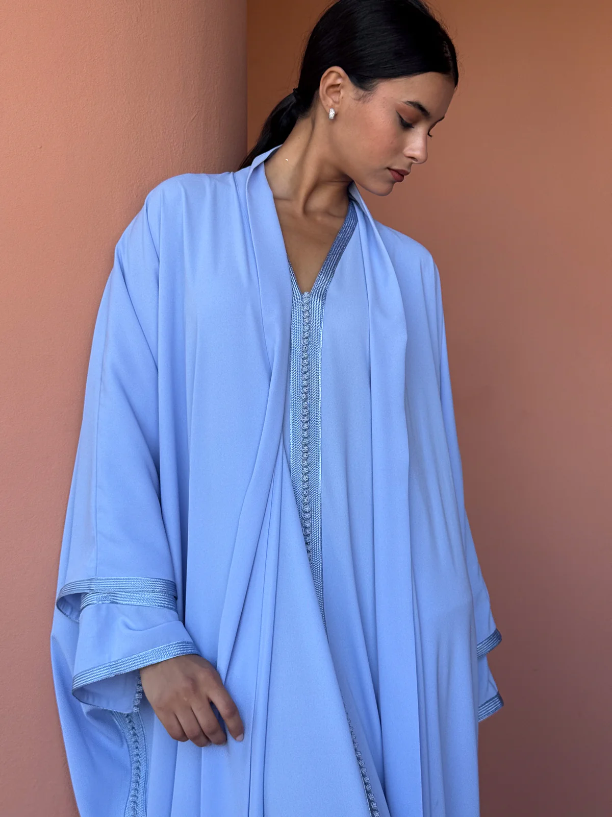 Elegant Light Blue Abaya 2 pieces