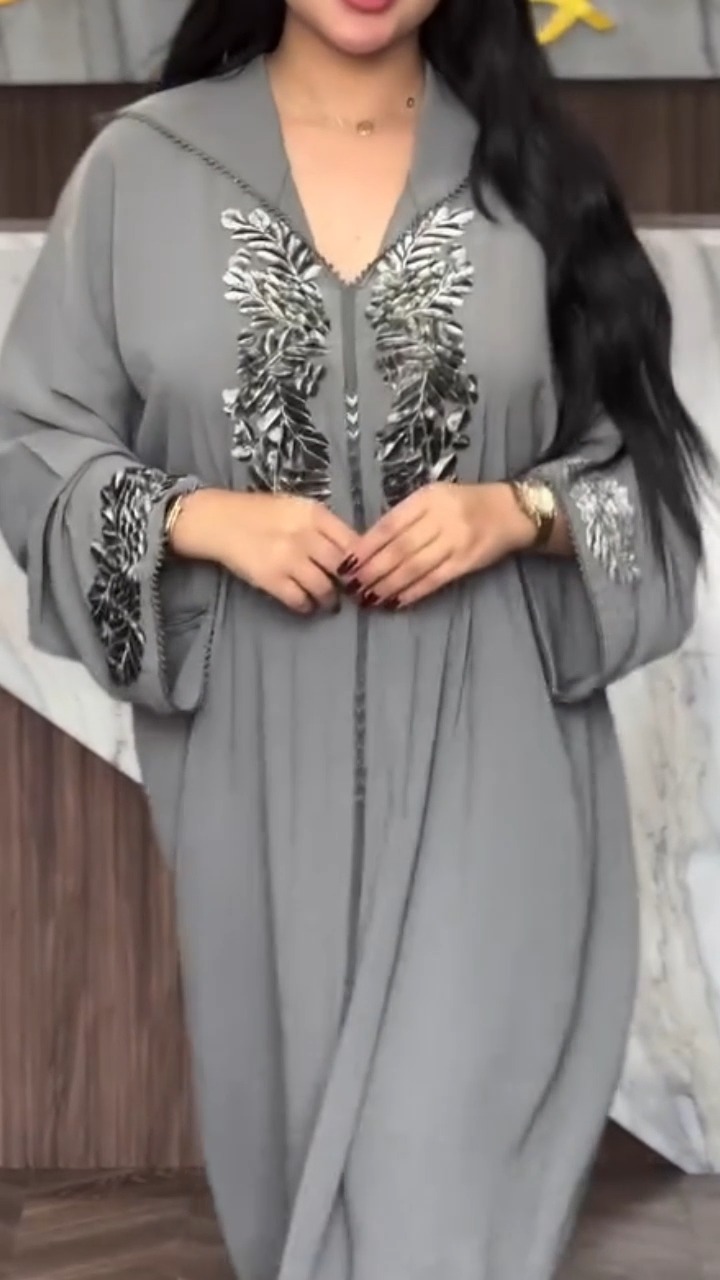 Elegant Grey Kaftan jellabya