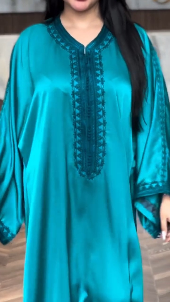 Embroidered Satin Kaftan