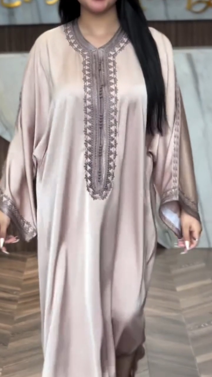 Embroidered Satin Kaftan