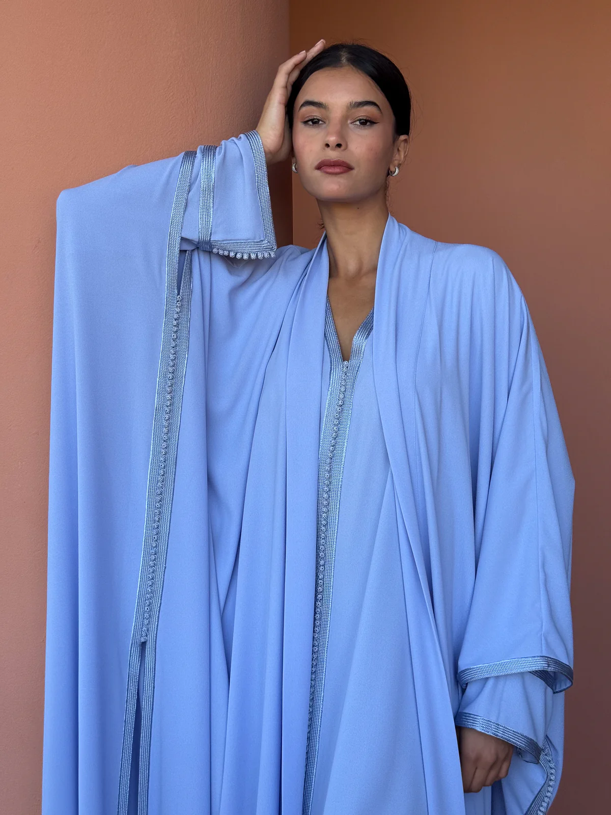 Elegant Light Blue Abaya 2 pieces