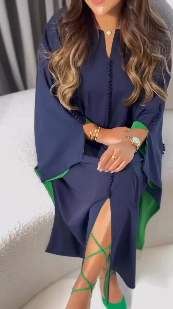 Elegant Navy and Green Dress