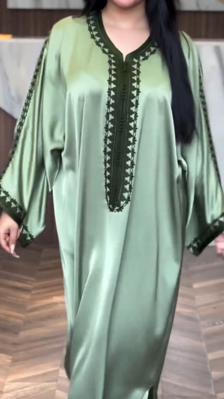 Green Satin Kaftan