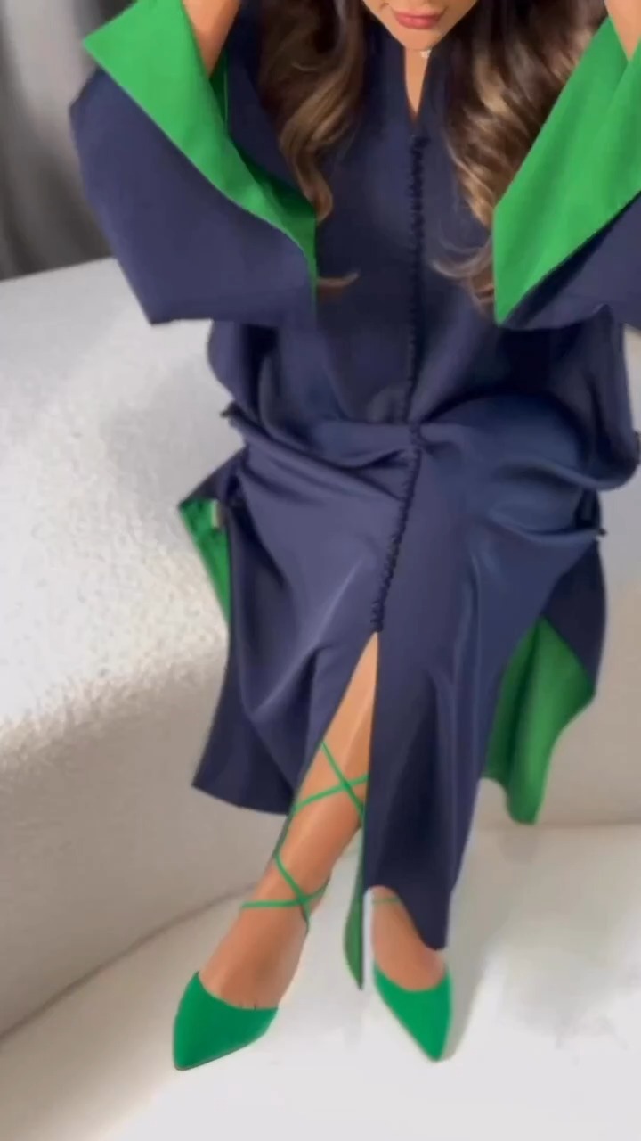 Elegant Navy and Green Dress