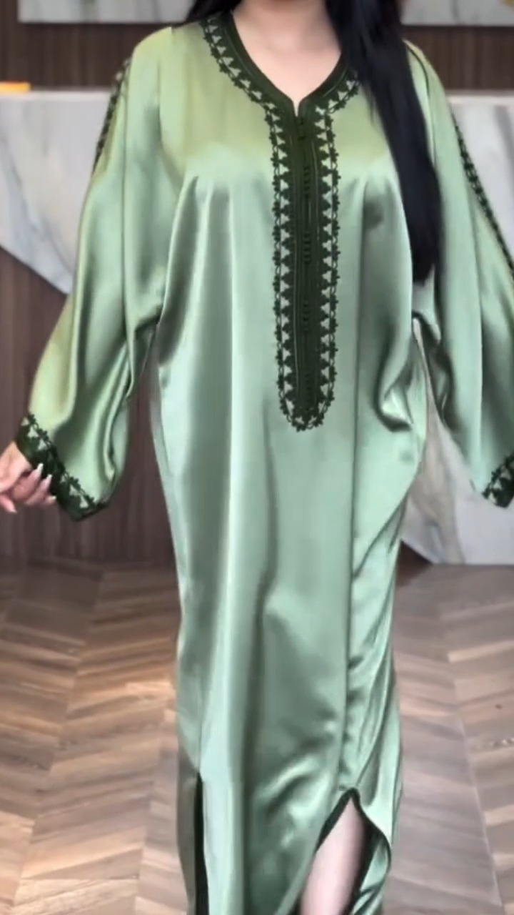 Green Satin Kaftan