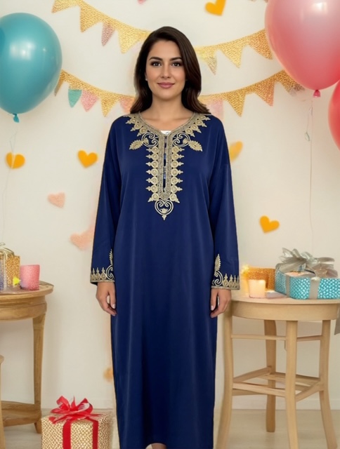 Caftan oriental bleu marine