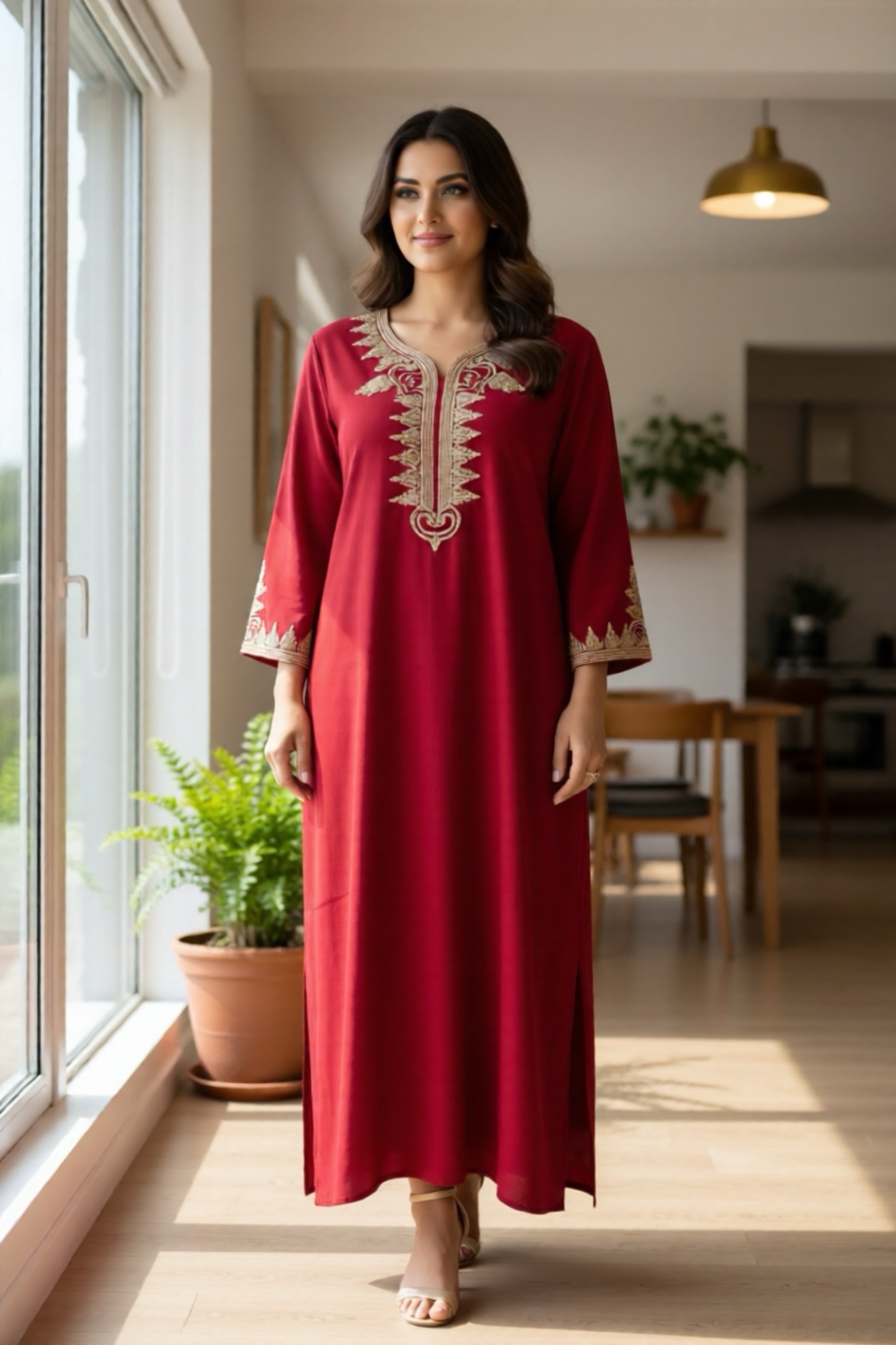 Caftan traditionnel rouge