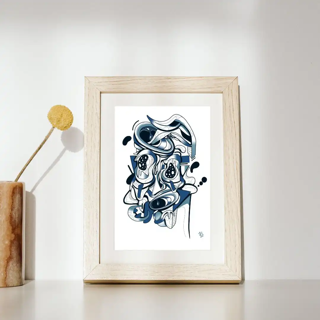 Carte postale Visage bleu