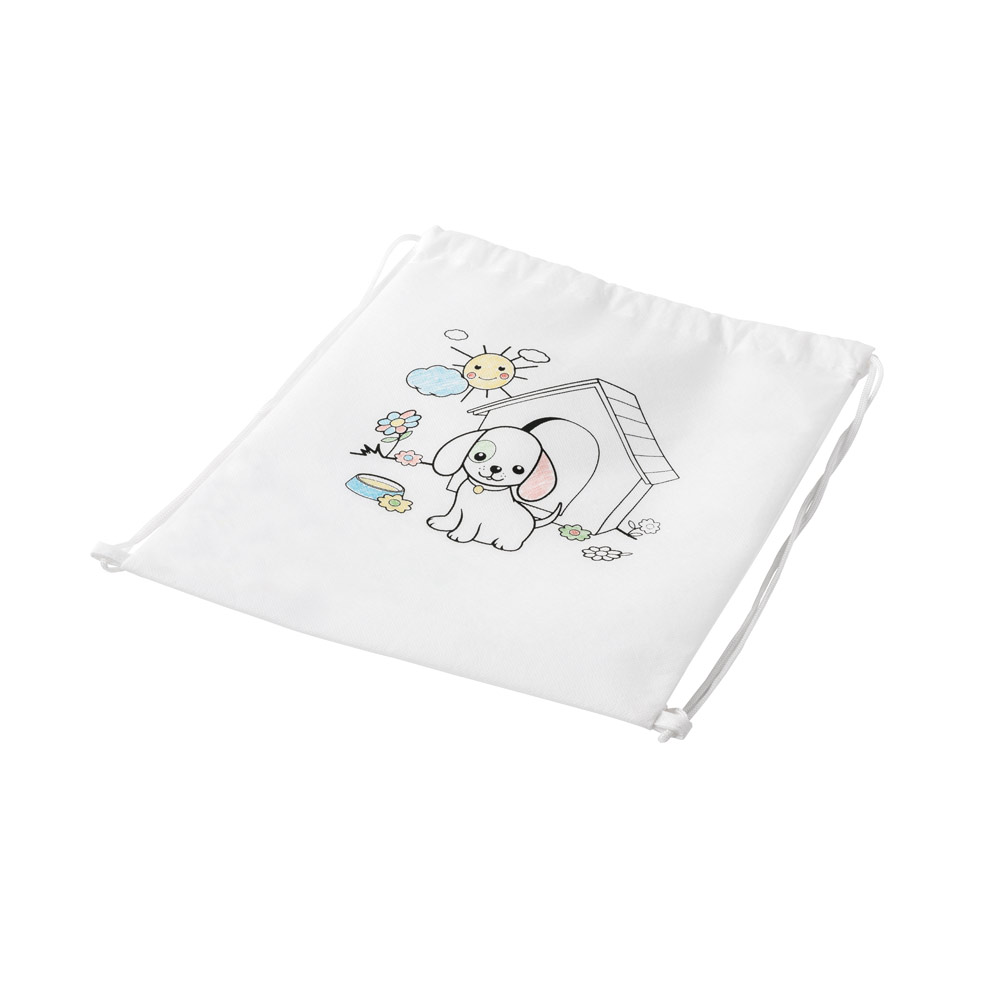 Sacola tipo mochila para colorir em non-woven