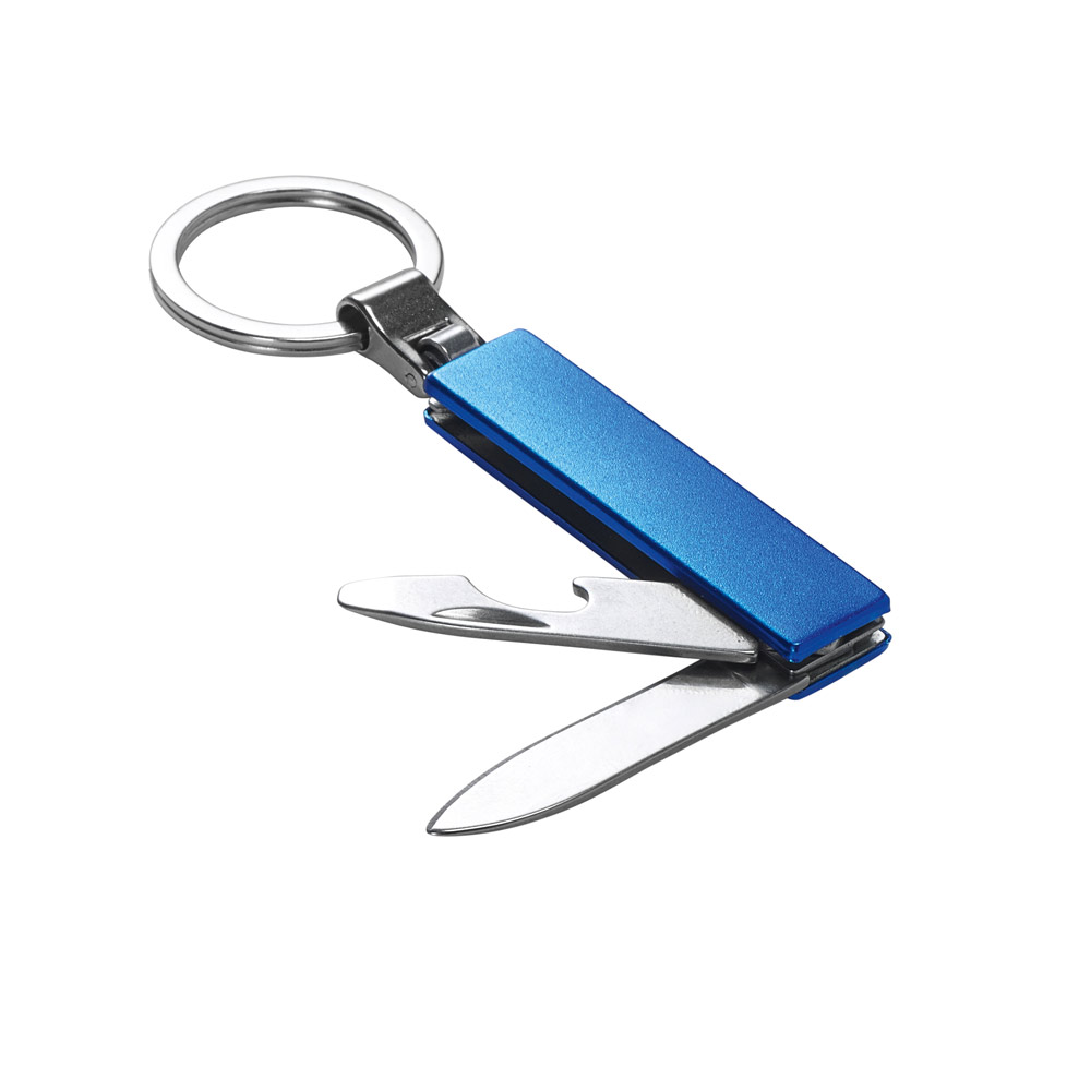 Chaveiro multifunções em metal 