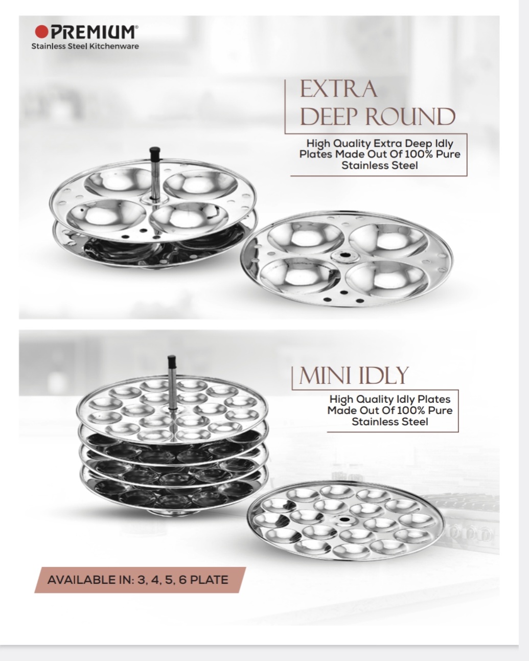 Premium Stainless Steel Kitchenware Idly Plates