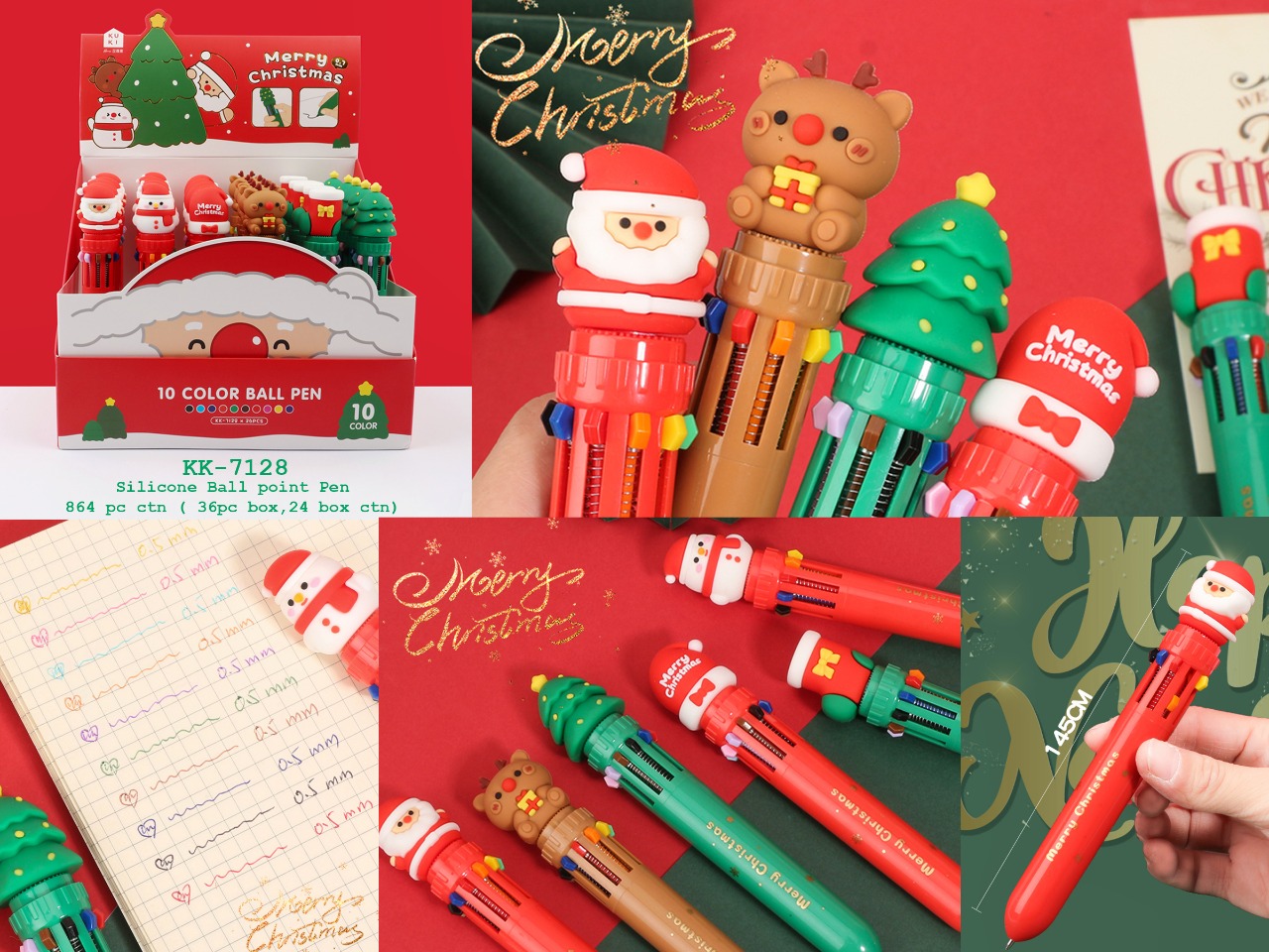 Christmas Themed 10-Color Ballpoint Pens