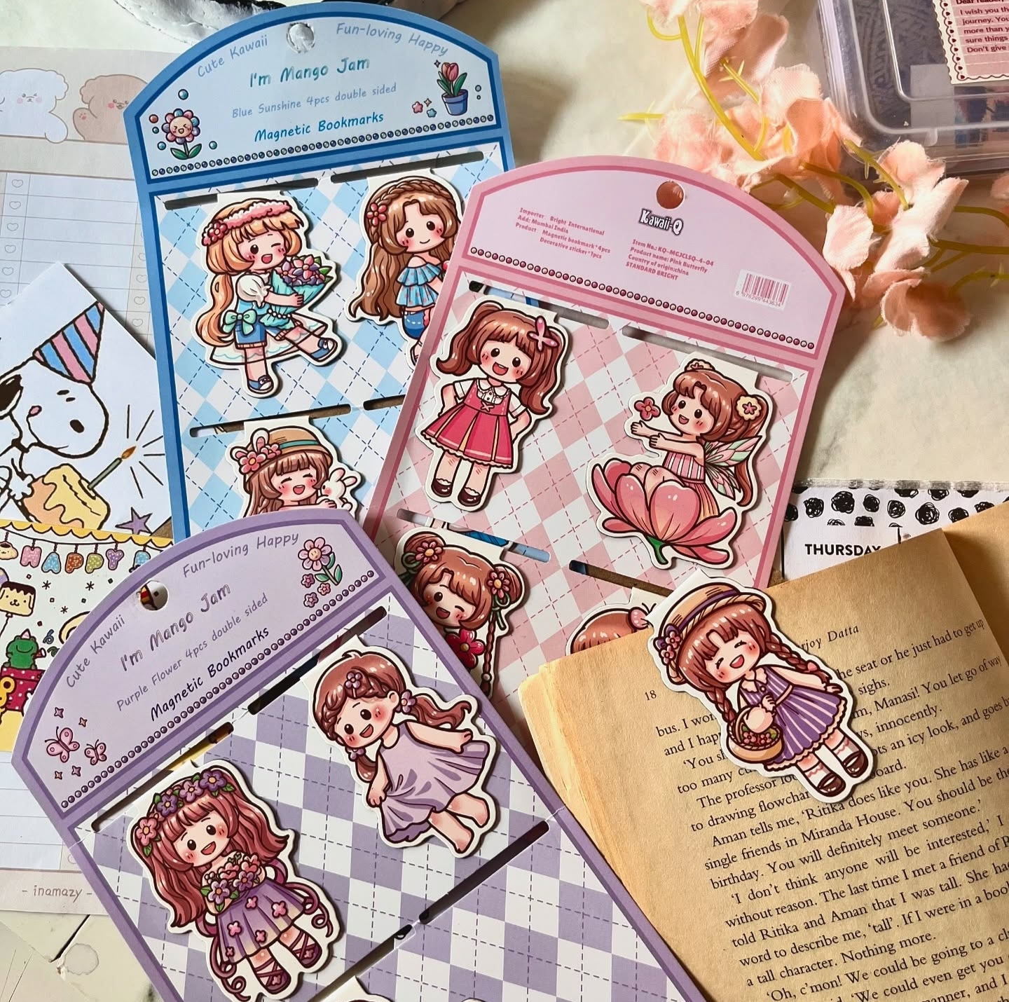 Mango Jam Magnetic Bookmarks with Stickers set