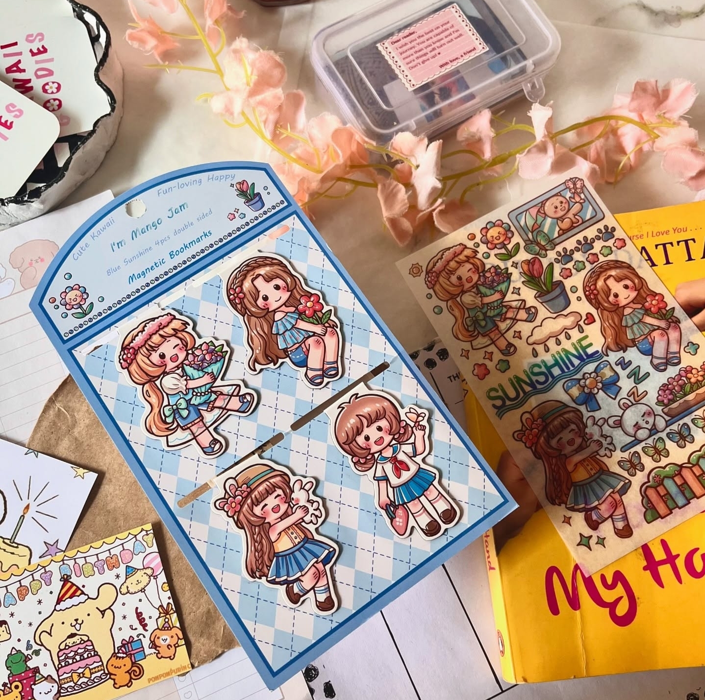 Mango Jam Magnetic Bookmarks with Stickers set