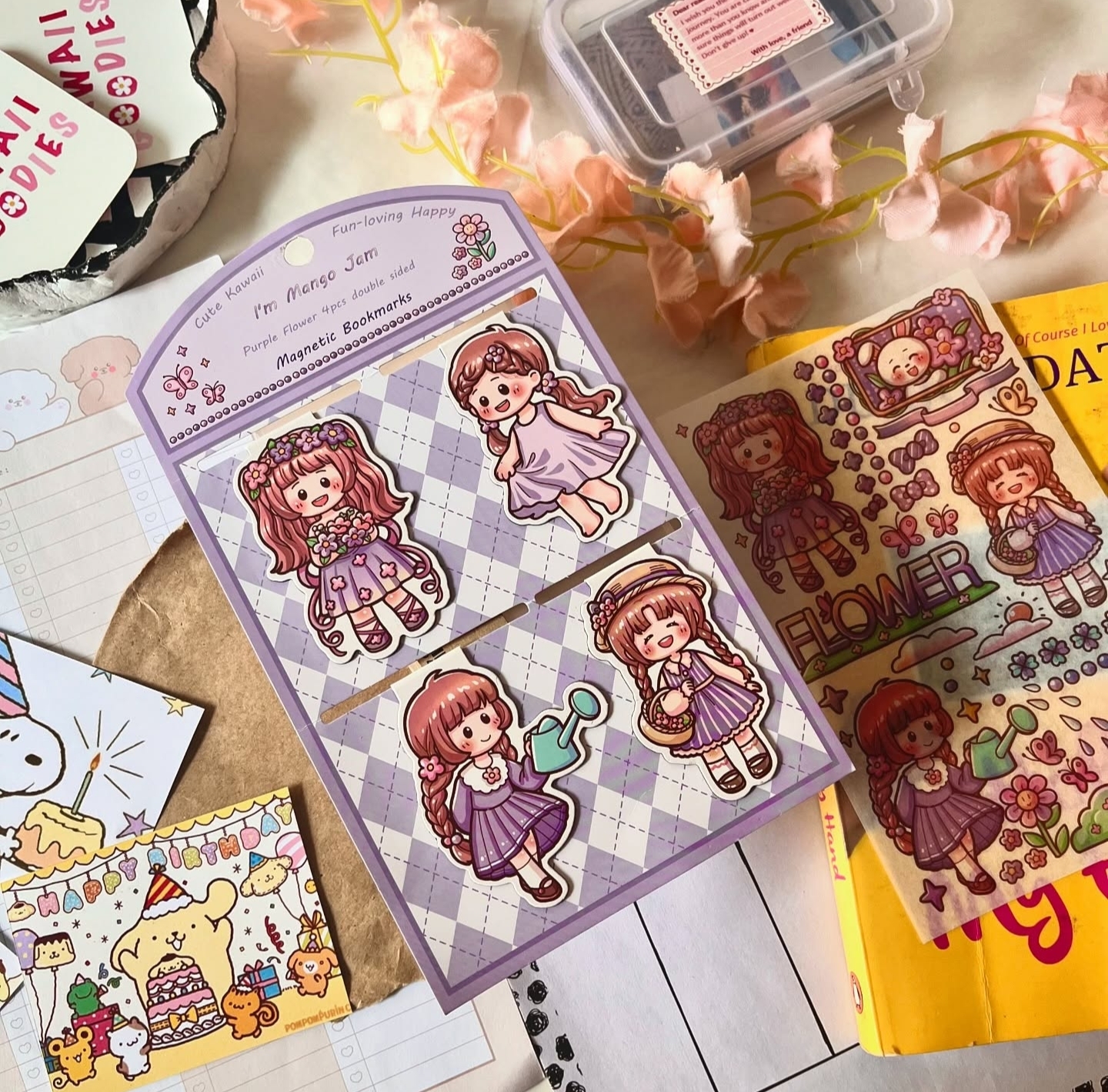 Mango Jam Magnetic Bookmarks with Stickers set