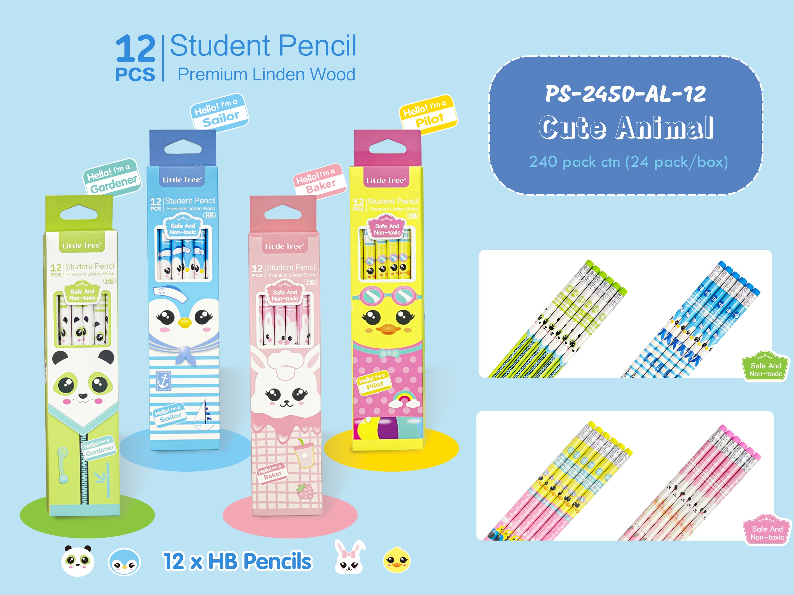 Student Pencil Set of 4 with 48 pieces 