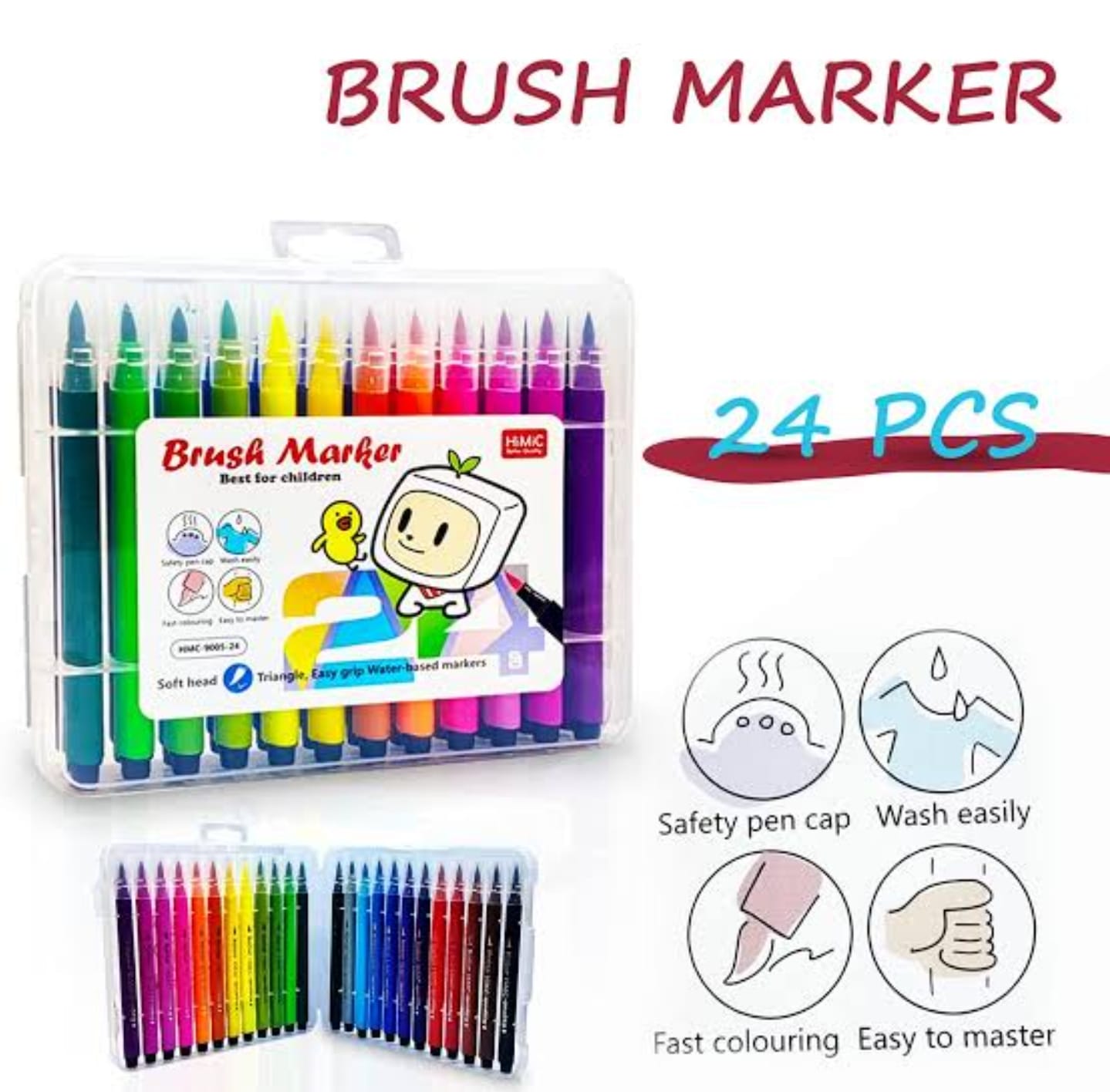 Brush Markers Set of 24 water based non toxic safe for small kids