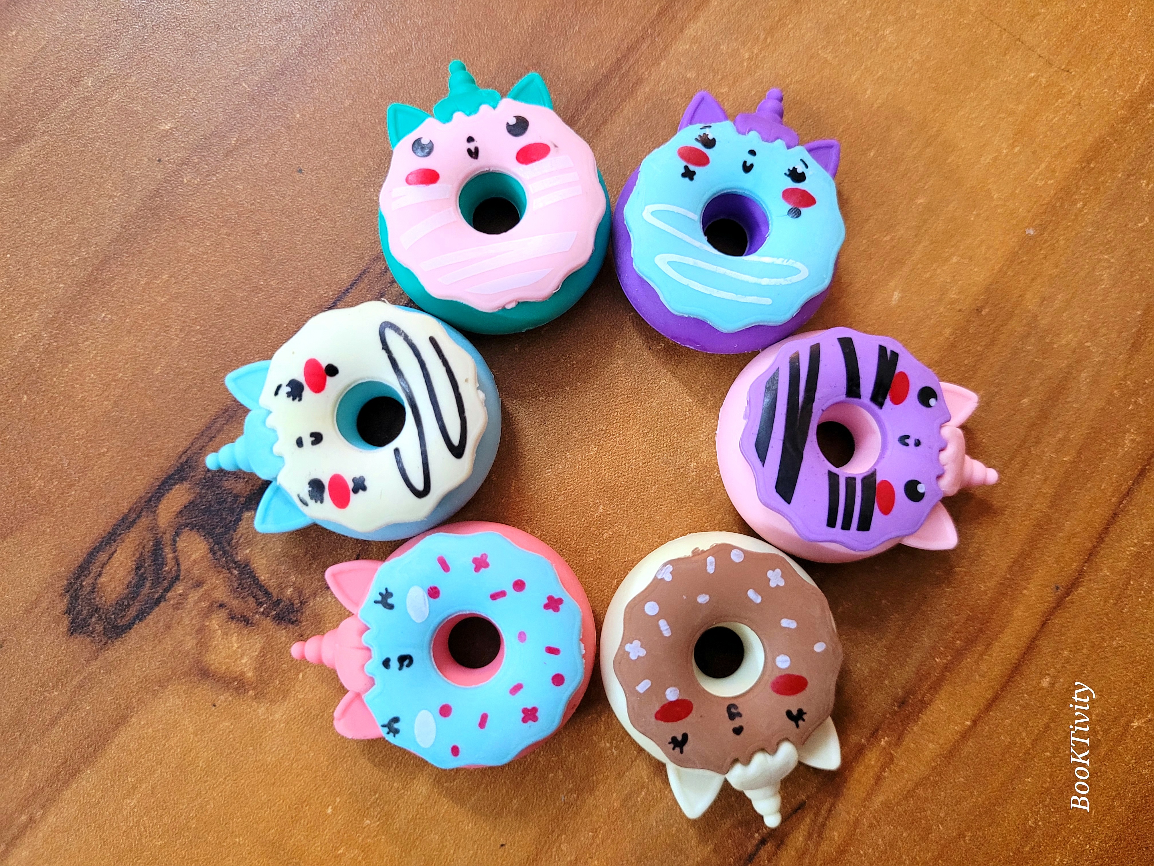 Set of 6 Cute Donut-Shaped Eraser Set
