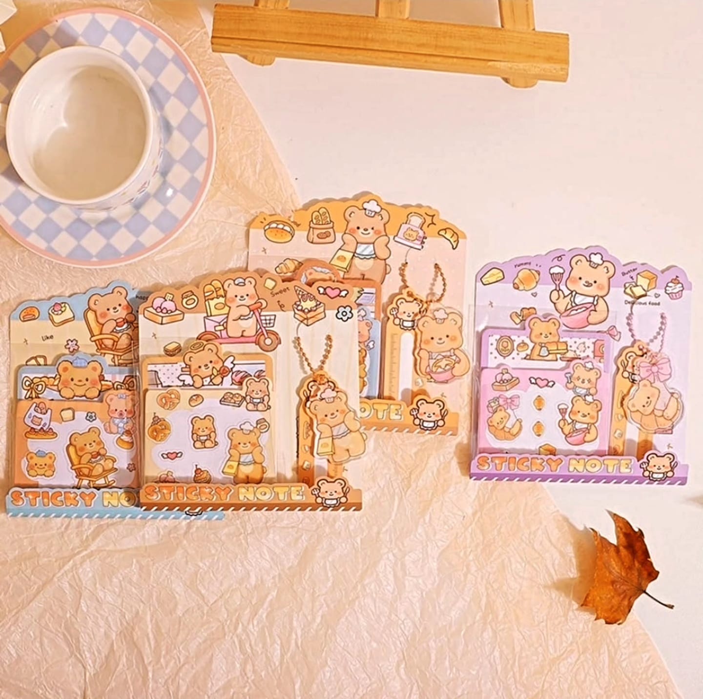 Sticky Notes Set with Pendant | 60 Sheets, 1 Cute Pendant, 1 Sheets Sticker | Unique Design with Paper for Organized Note-Taking, Reminders, and Creative Ideas Pack-1 (Multi Color)
