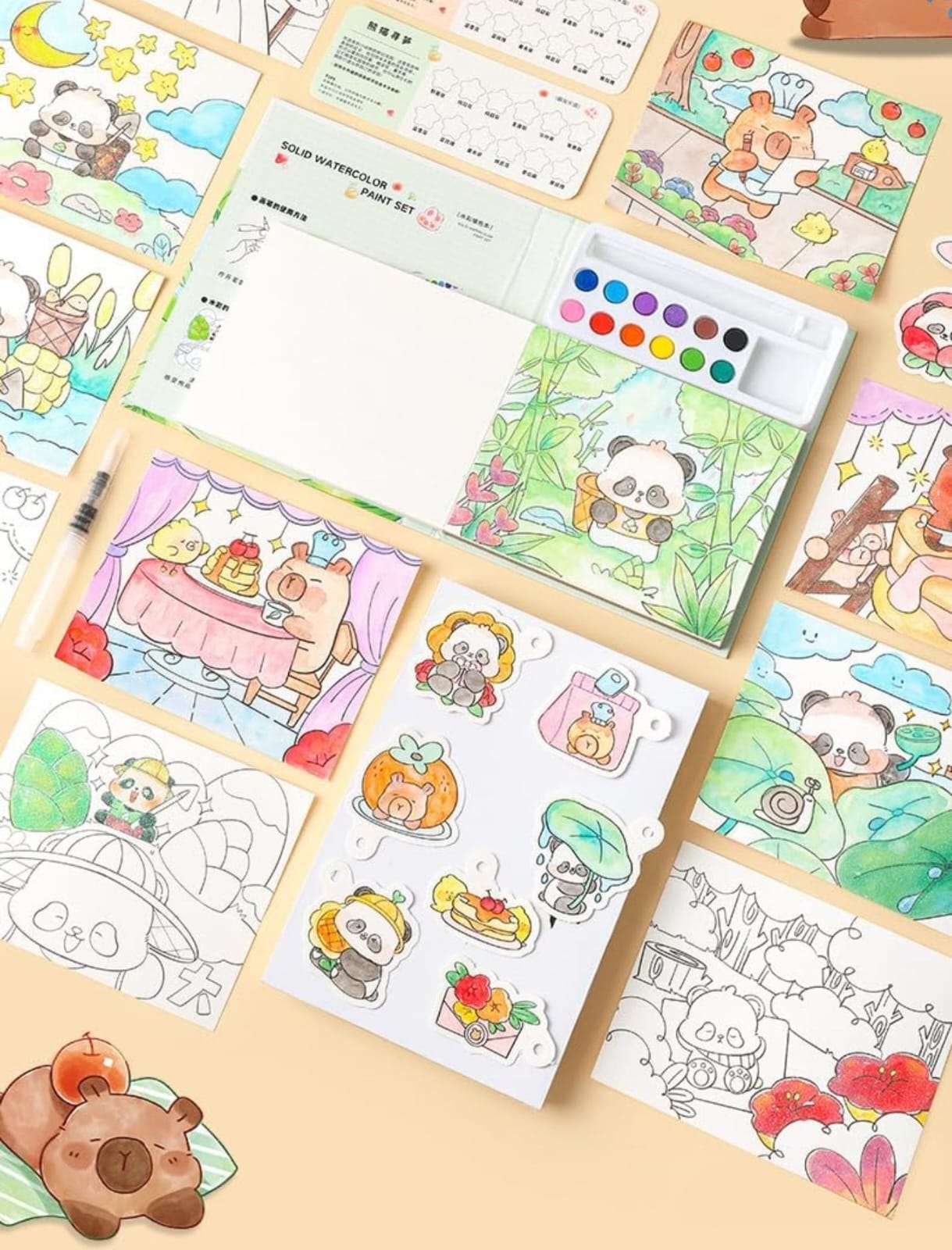 Mess Free Colouring book with Water pen and colouring box 
