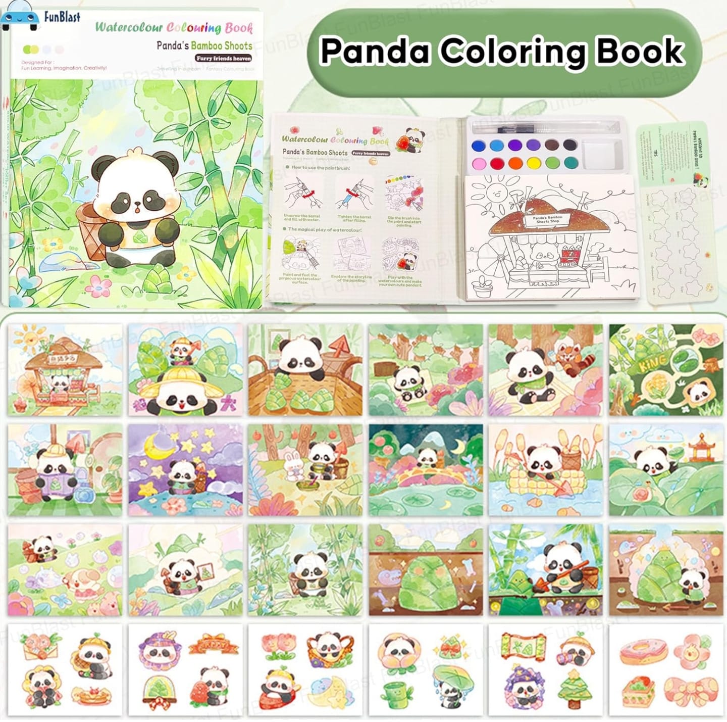 Mess Free Colouring book with Water pen and colouring box 