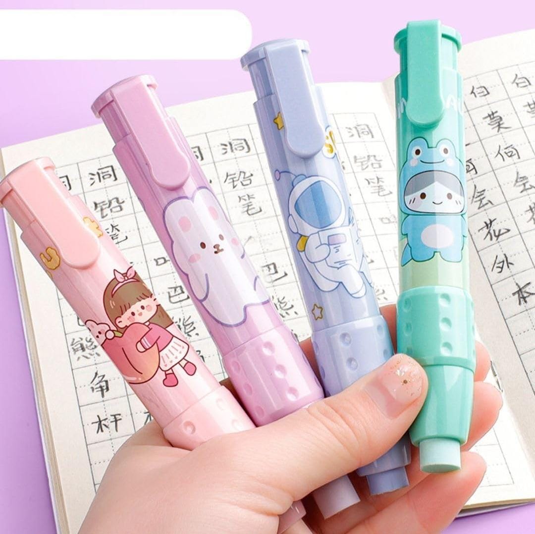 Cute Cartoon push back eraser Set