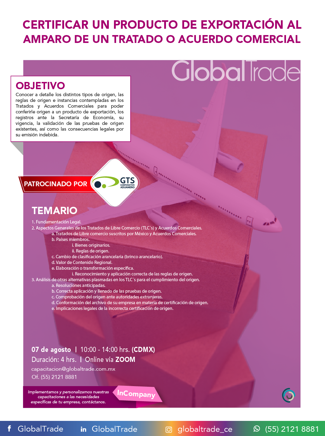 Certificar un producto de exportación al amparo de un Tratado o Acuerdo comercial