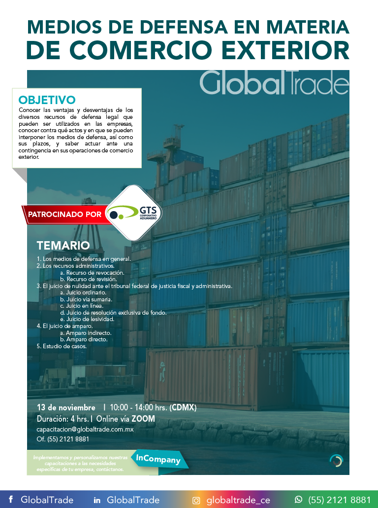 Medios de Defensa en Materia de Comercio Exterior