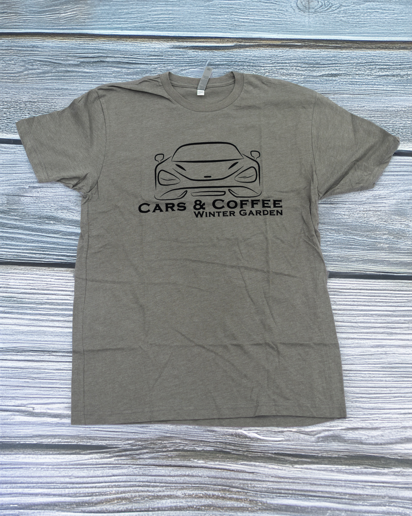 Gray & Black Cars and Coffee Retro Logo T-Shirt