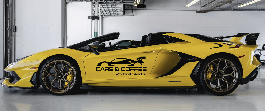 Cars & Coffee Winter Garden Logo Sticker - 24" x 10"