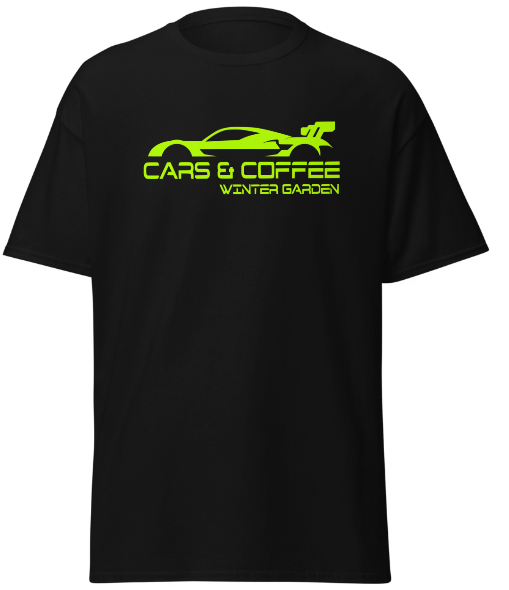 Lime Green Logo Cars & Coffee Winter Garden T-Shirt (4 Colors Available)