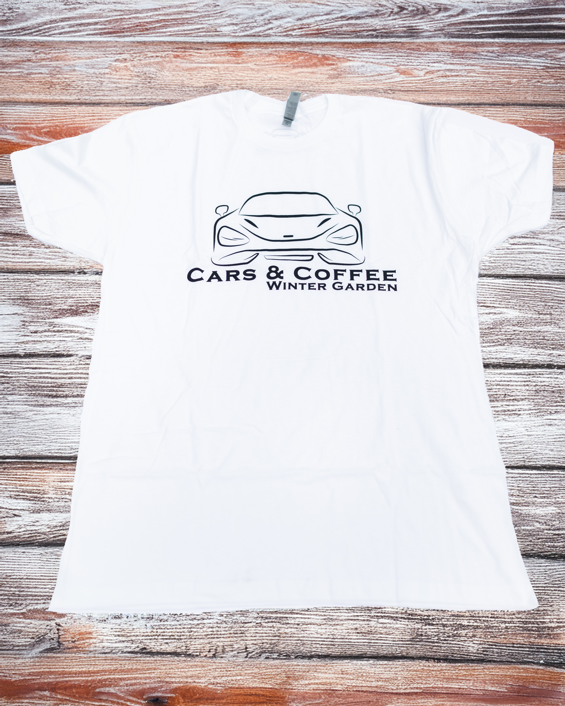 White & Black Cars and Coffee Retro Logo T-Shirt