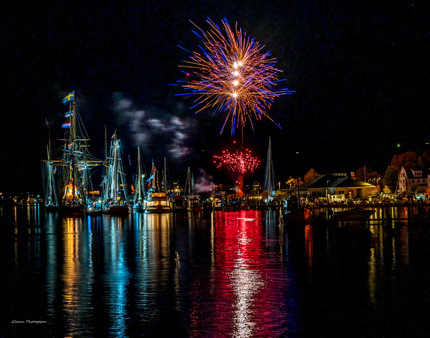 Fireworks Over Chestertown Harbor During Sultana Down Rigging 