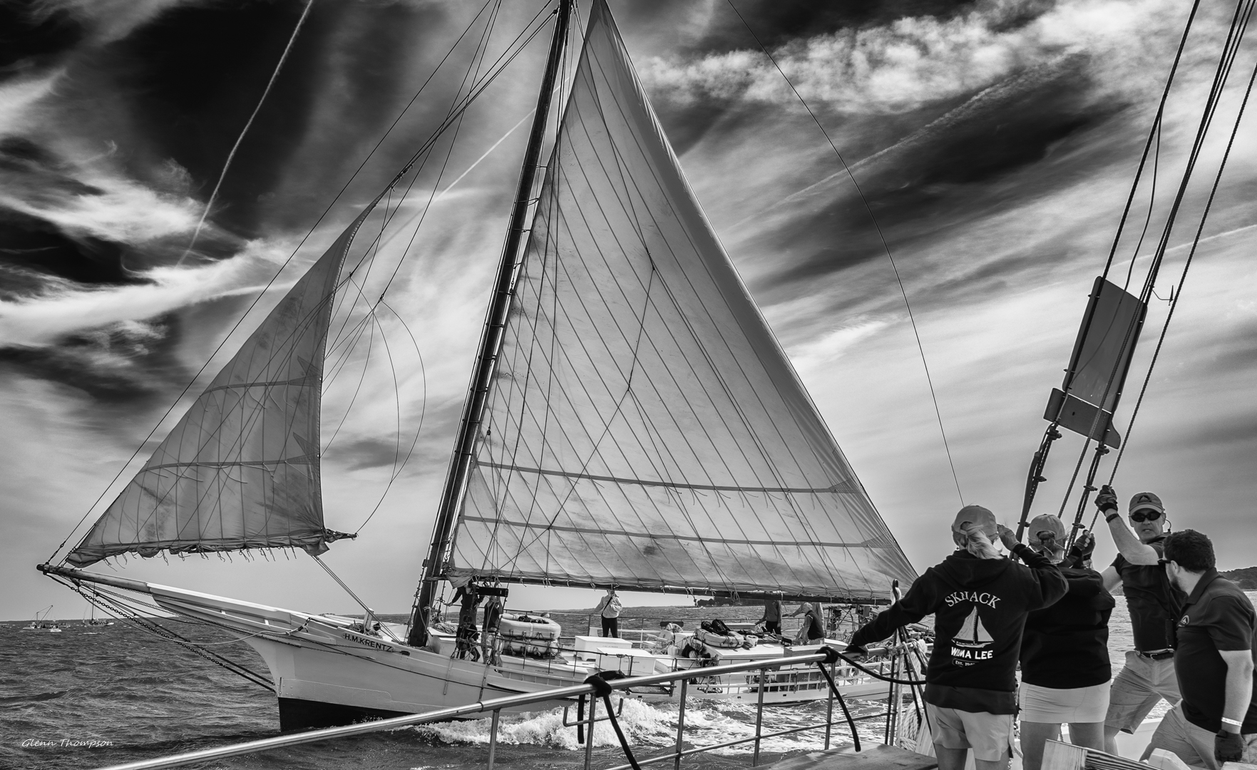 Skipjack Wilma Lee's Crew Adjusting the Jib During the Deal Island Skipjack Race 