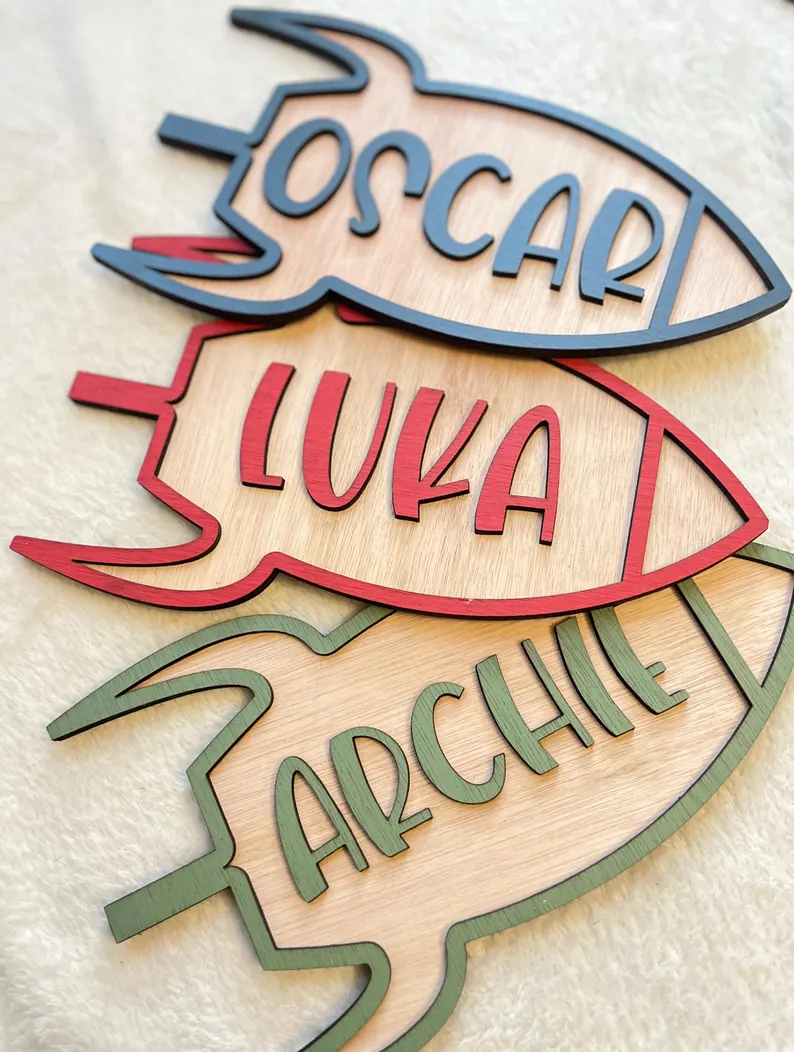Personalized Wooden Rocket Name Signs