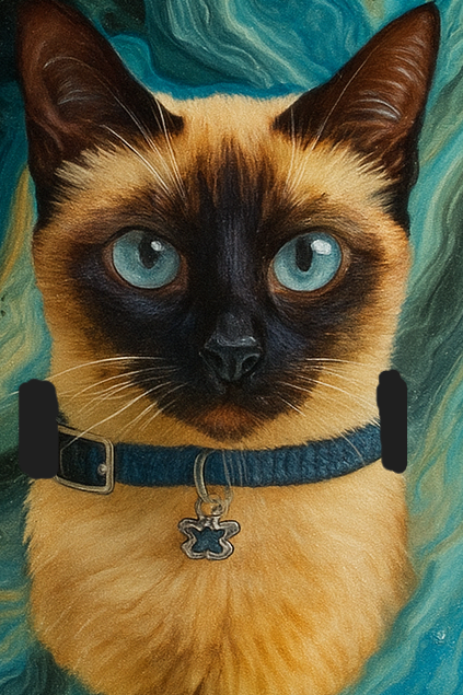 Pet portrait with collar exhibit 