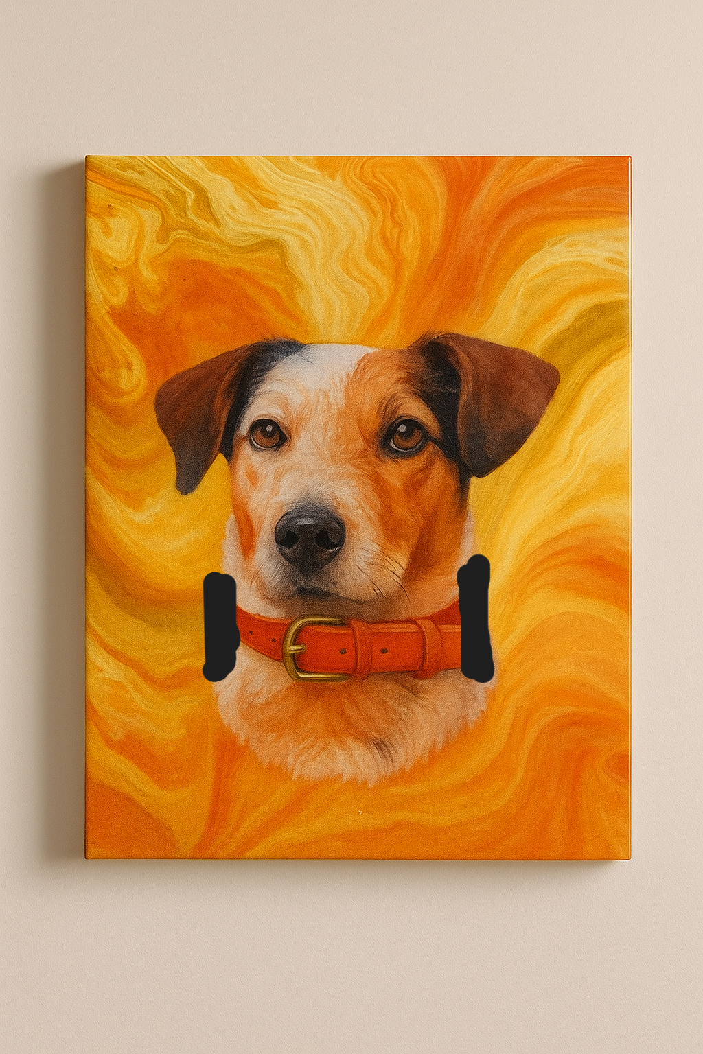 Pet portrait with collar exhibit 