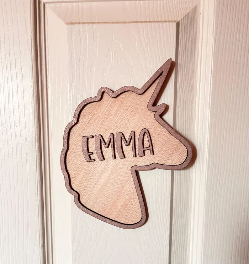 Personalized Wooden Unicorn Name Sign