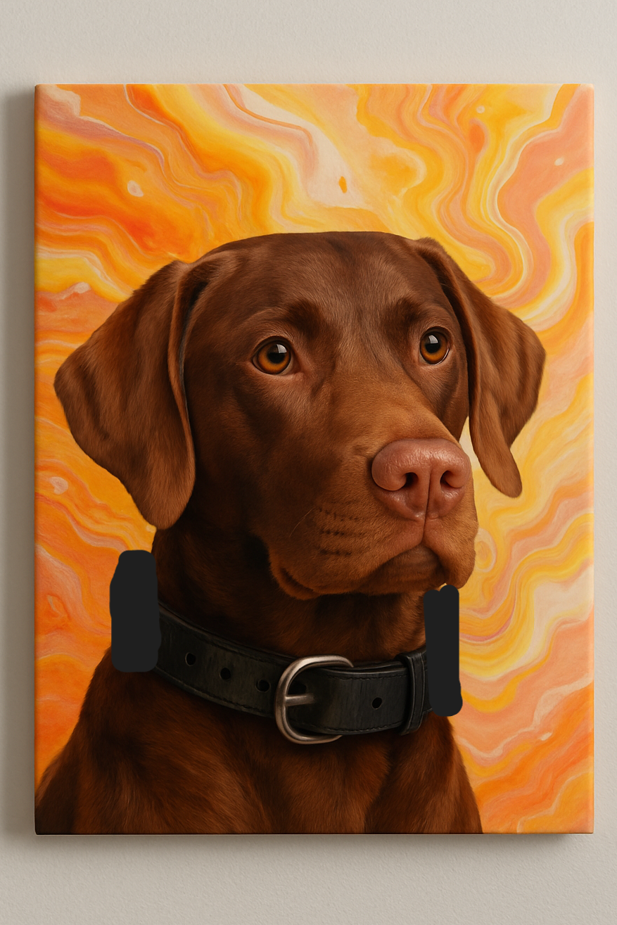 Pet portrait with collar exhibit 