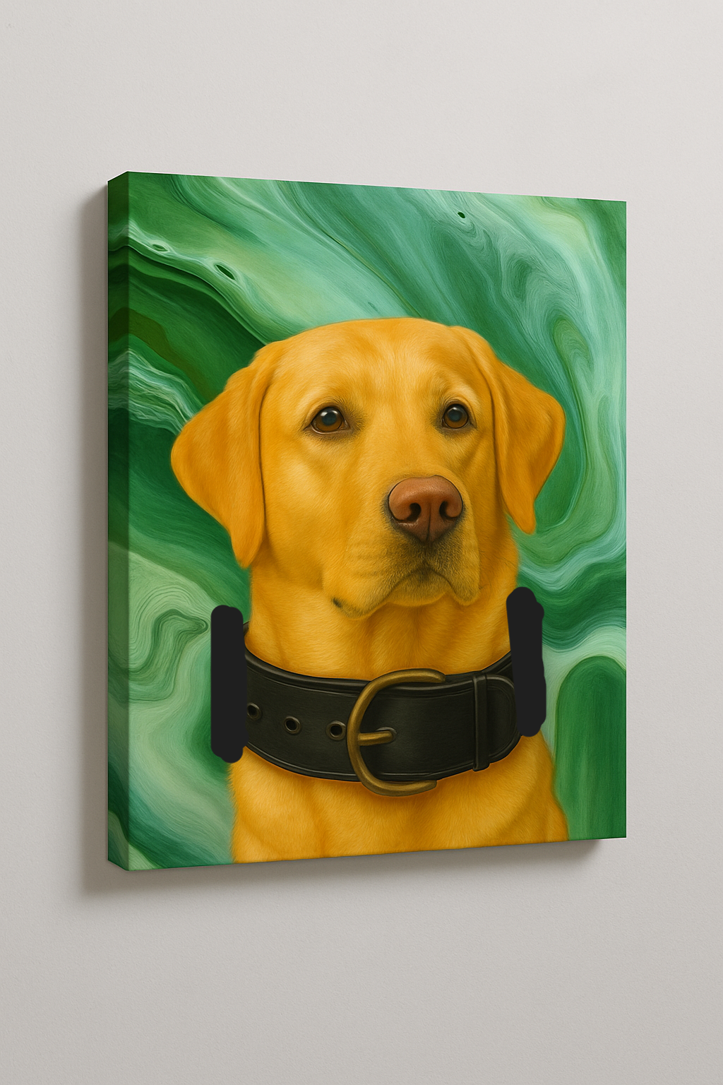 Pet portrait with collar exhibit 