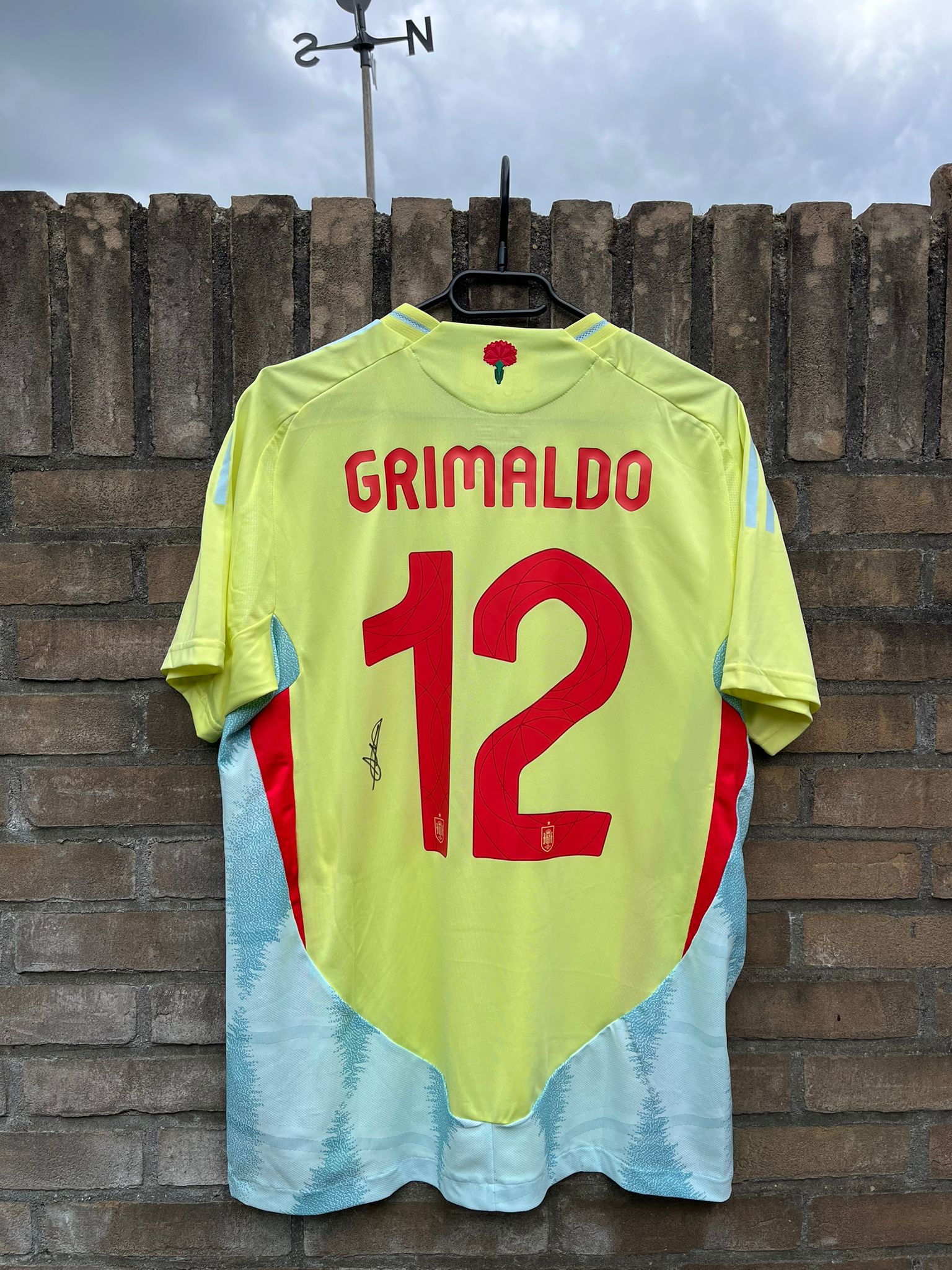 Spain 2024 Signed Authentic home shirt Grimaldo #12 size L 9/10