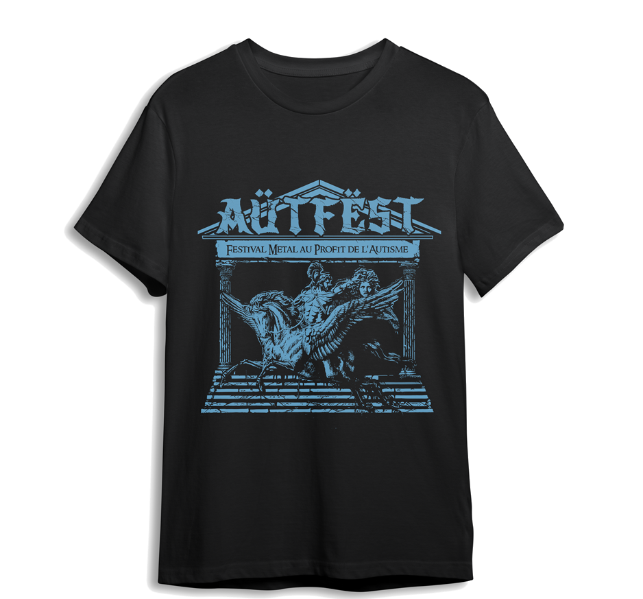 T-SHIRT PEGASE NOIR ET BLEU