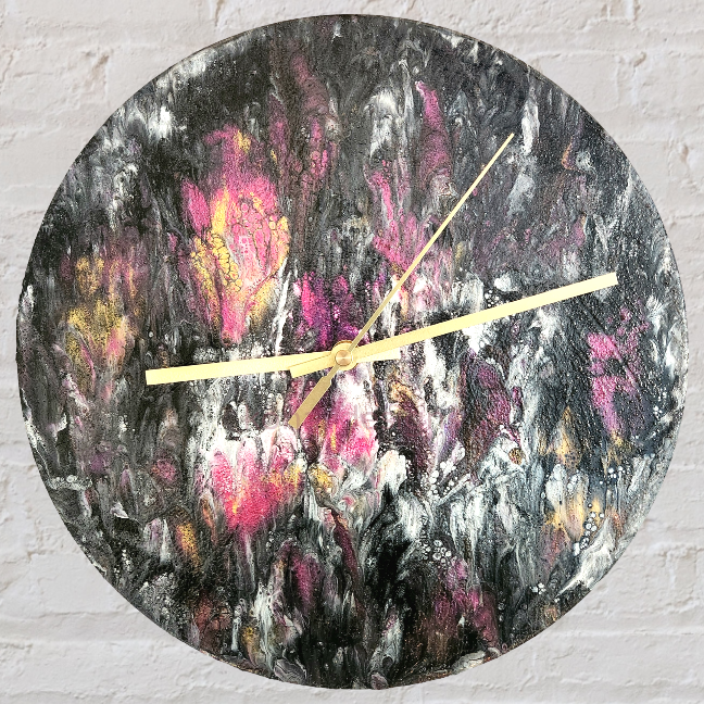 12" Wall Clock - Acrylic Fluid Art