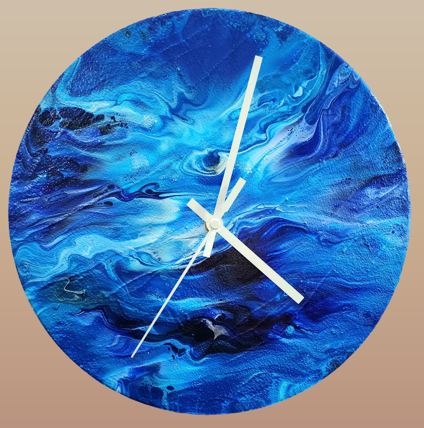 12" Wall Clock - Acrylic Fluid Art