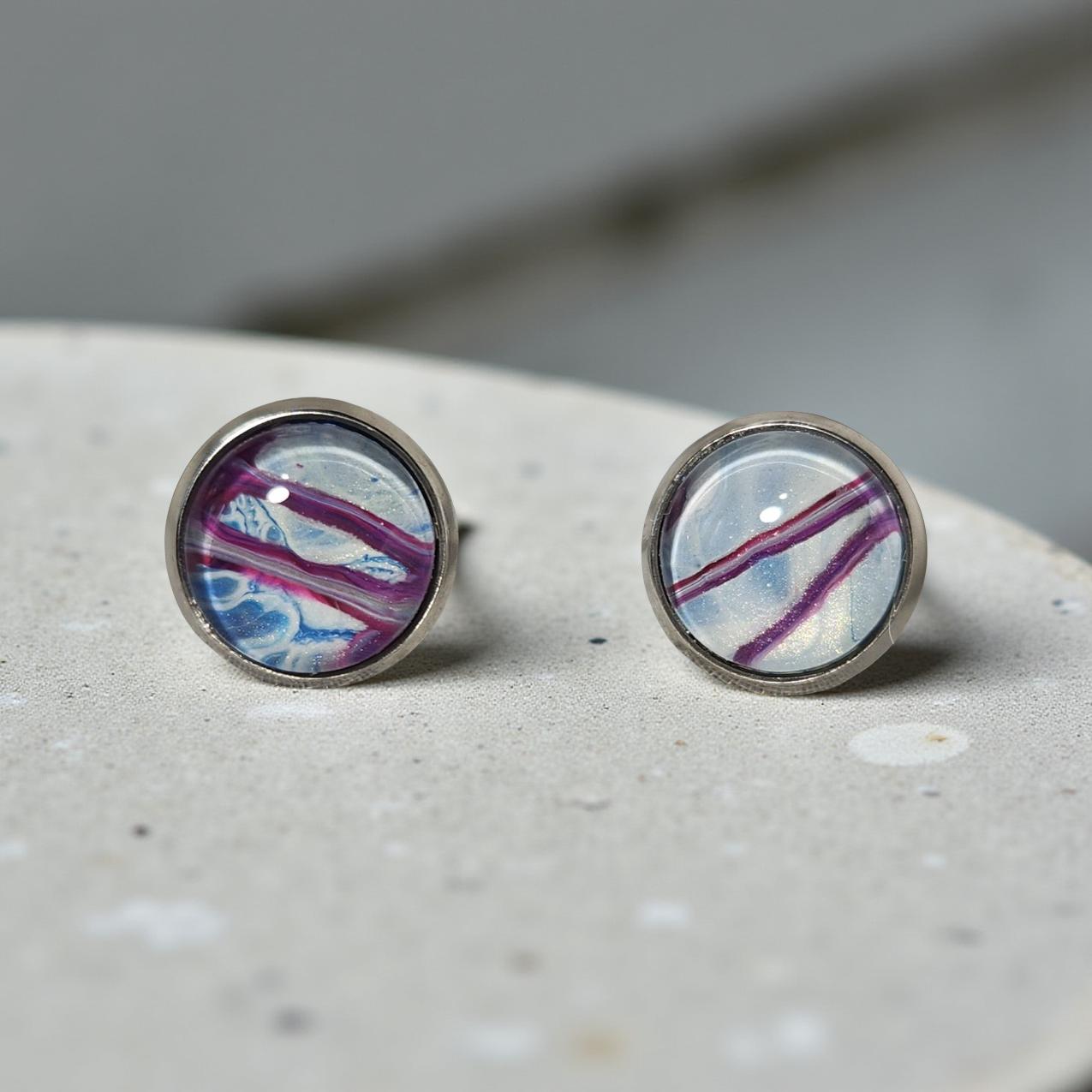 Earrings - Stainless Steel Studs - 10mm Glass Cabochon
