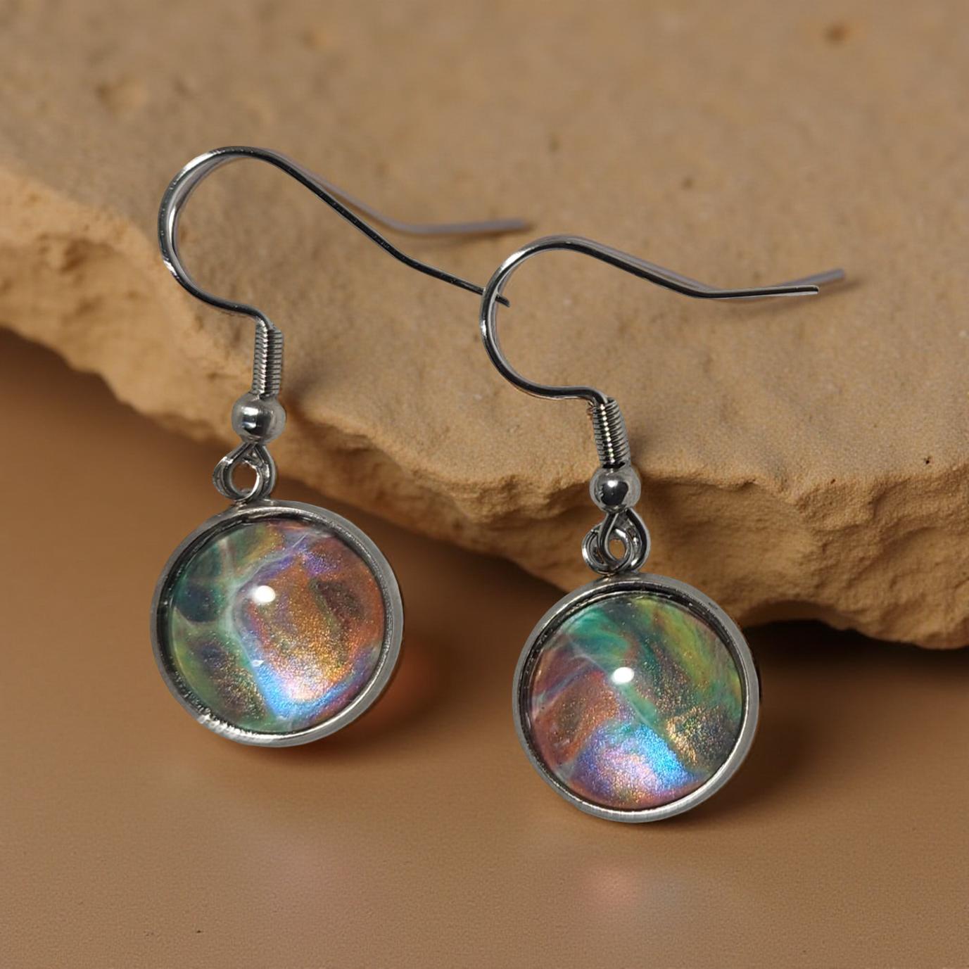 Earrings - Stainless Steel - 12mm Glass Cabochon