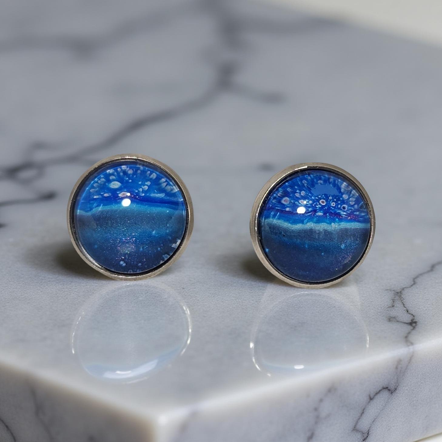 Earrings - Stainless Steel Studs - 12mm Glass Cabochon