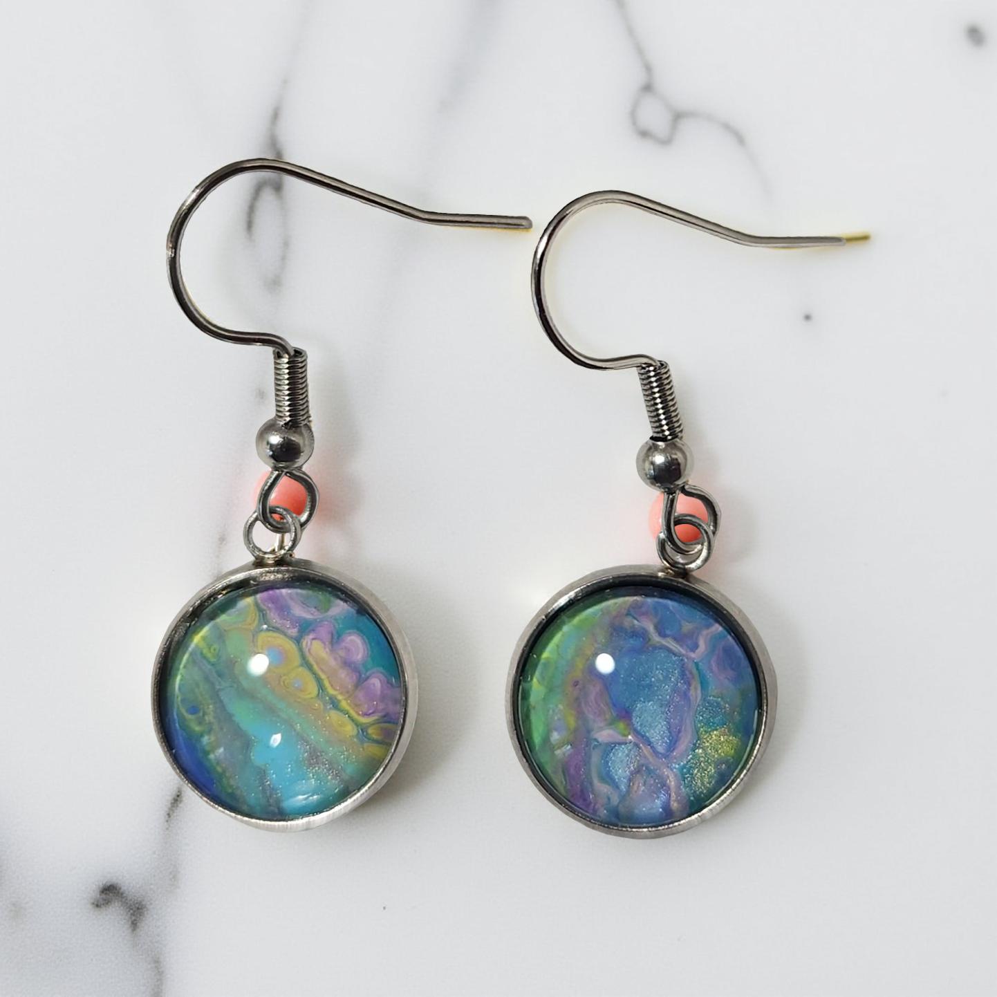 Earrings - Stainless Steel - 12mm Glass Cabochon